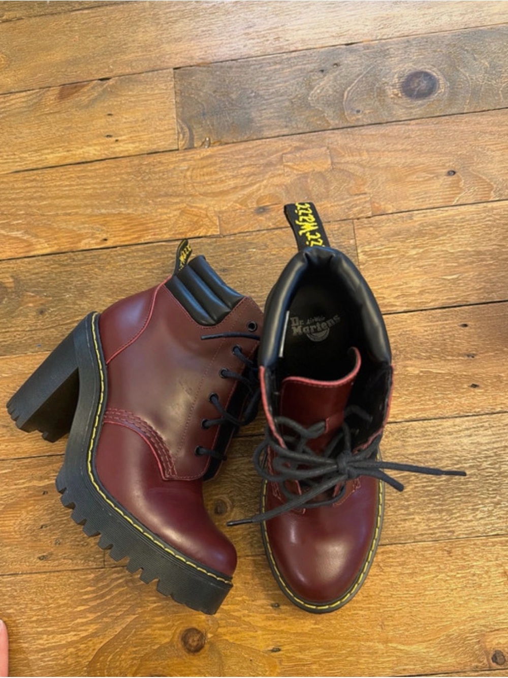 Dr. Martens Burgundy Platform Lace-Up Heel Boots